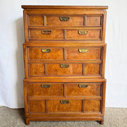 Vintage Chinoiserie Burl Wood Highboy by Thomasville - Dolphin & Flamingo