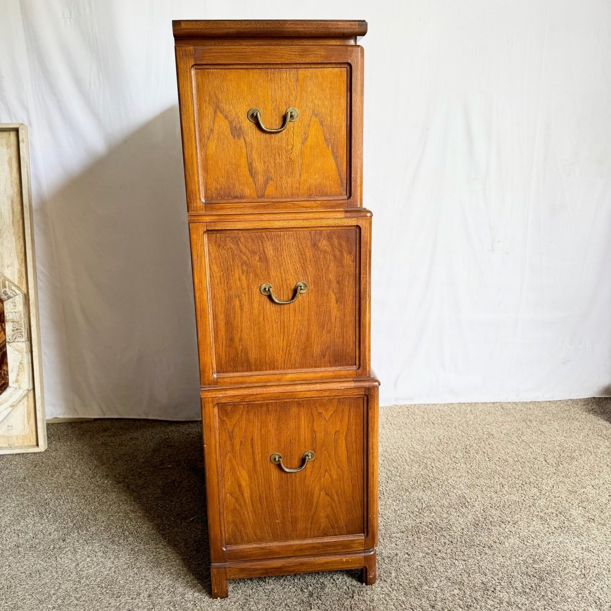 Vintage Chinoiserie Burl Wood Highboy by Thomasville - Dolphin & Flamingo