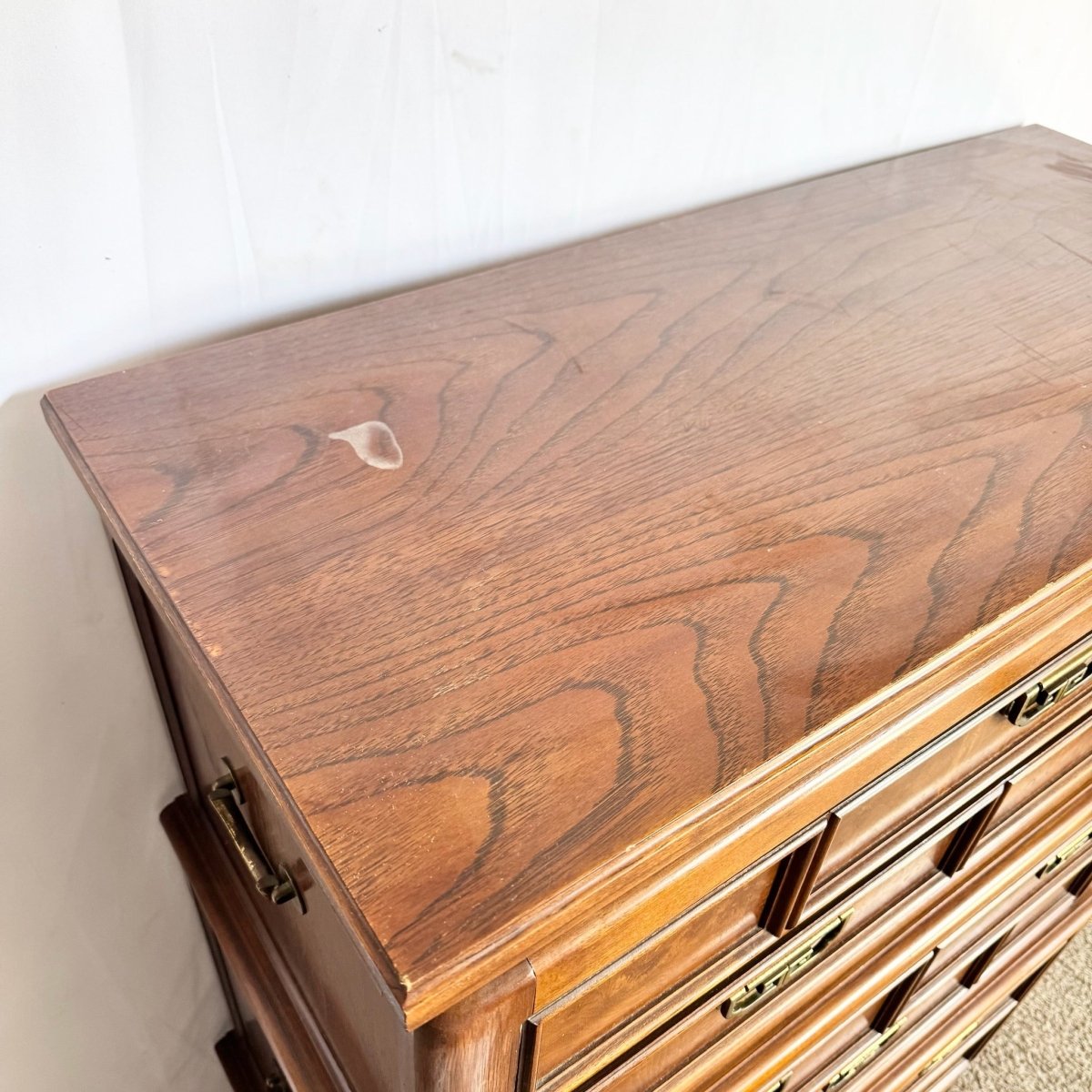 Vintage Chinoiserie Burl Wood Highboy by Thomasville - Dolphin & Flamingo