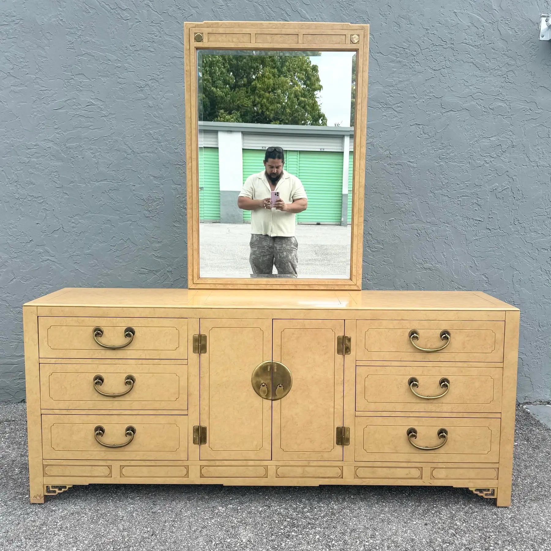 Vintage Chinoiserie Dresser Mirror White Furniture Brass – Dolphin & Flamingo