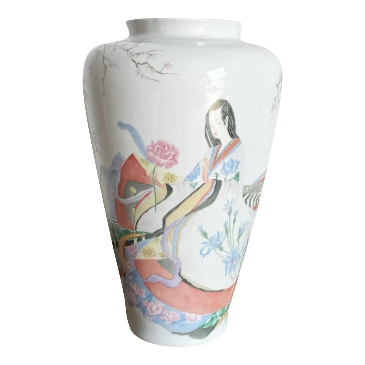 Vintage Chinoiserie Hand Painted Porcelain Bavaria Vase