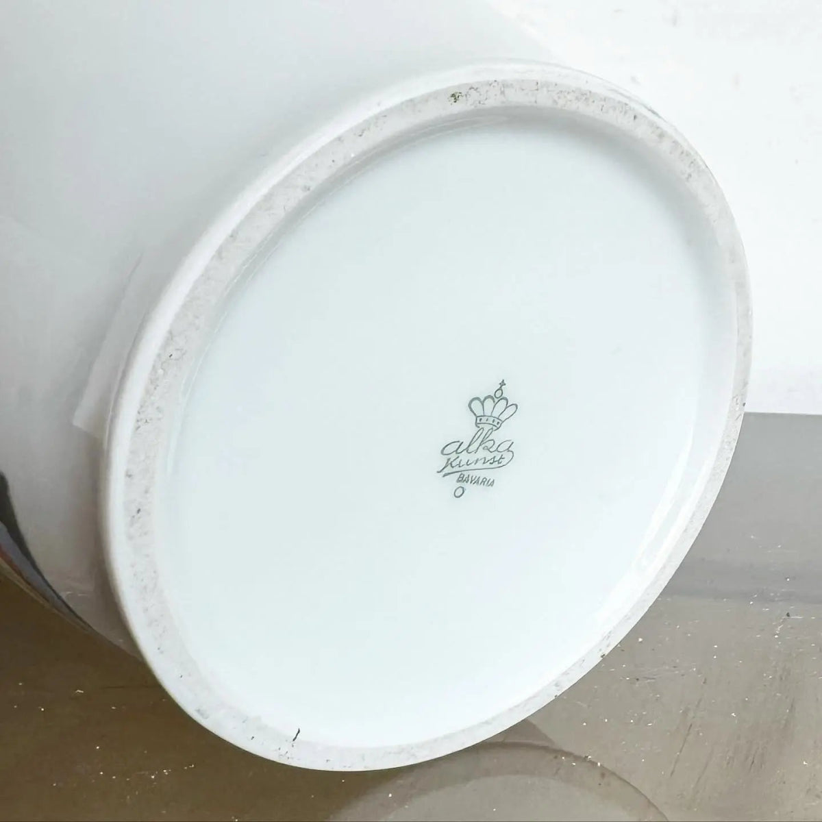 Vintage Chinoiserie Hand Painted Porcelain Bavaria Vase - Dolphin & Flamingo