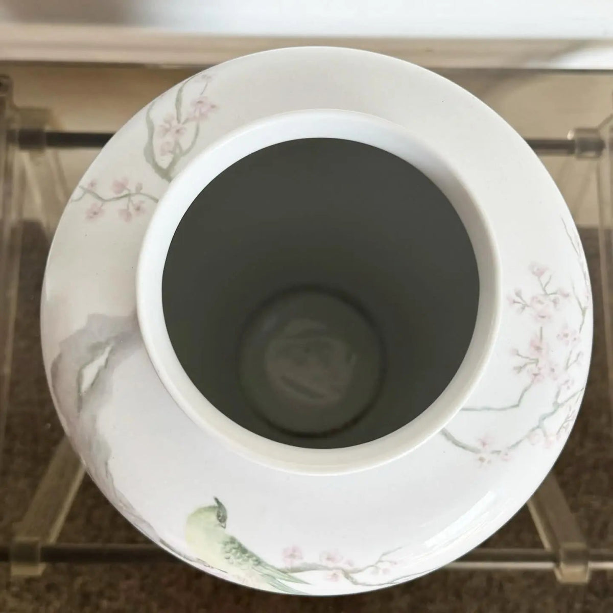 Vintage Chinoiserie Hand Painted Porcelain Bavaria Vase - Dolphin & Flamingo