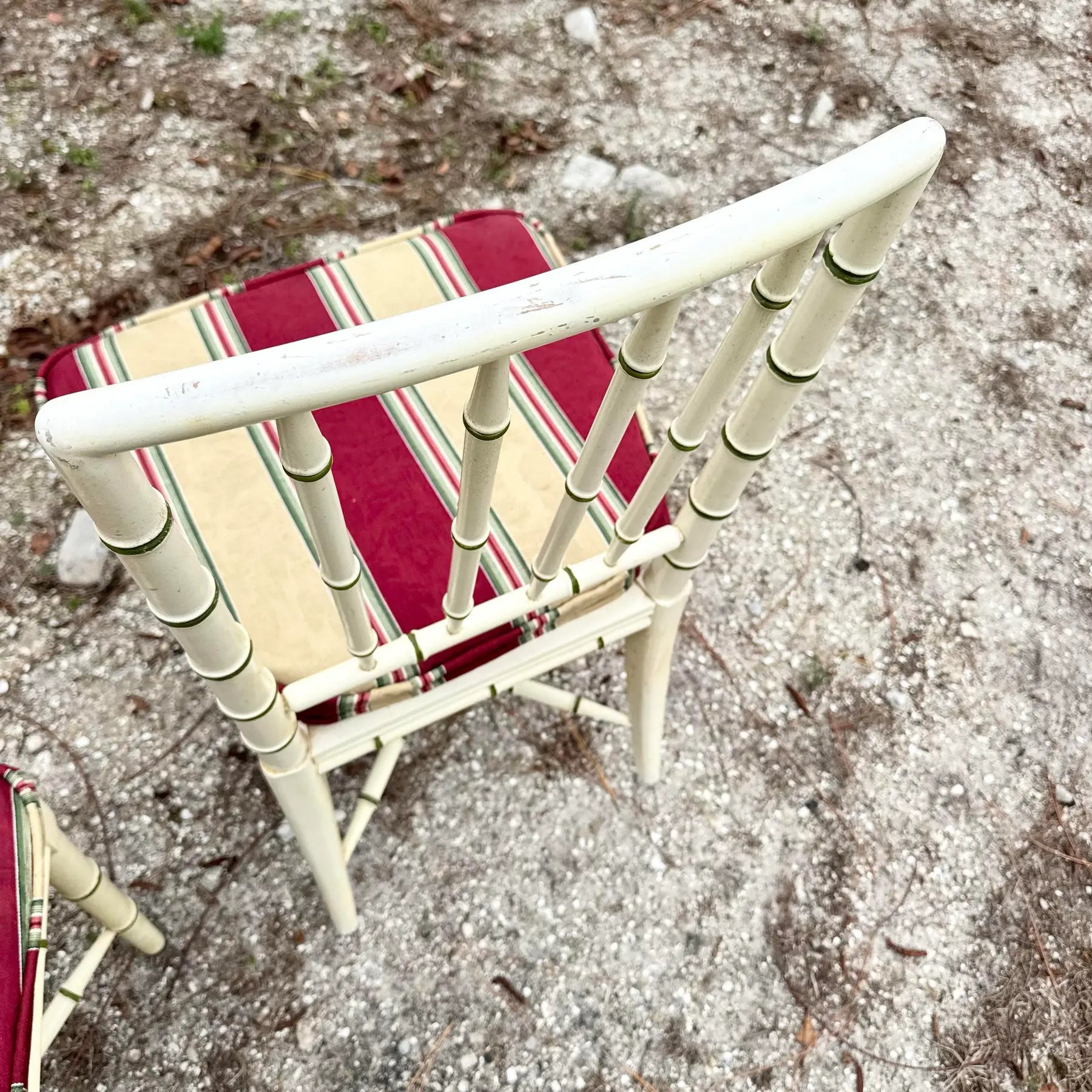 Vintage Coastal Faux Bamboo Dining Chairs - Set of 4 Dolphin & Flamingo