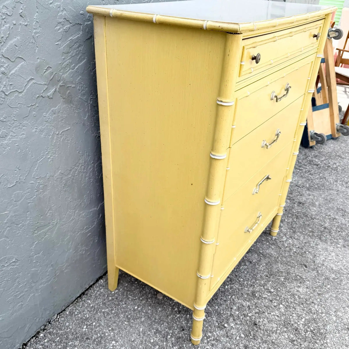 Thomasville Coastal Faux Bamboo Highboy Dresser Dolphin & Flamingo