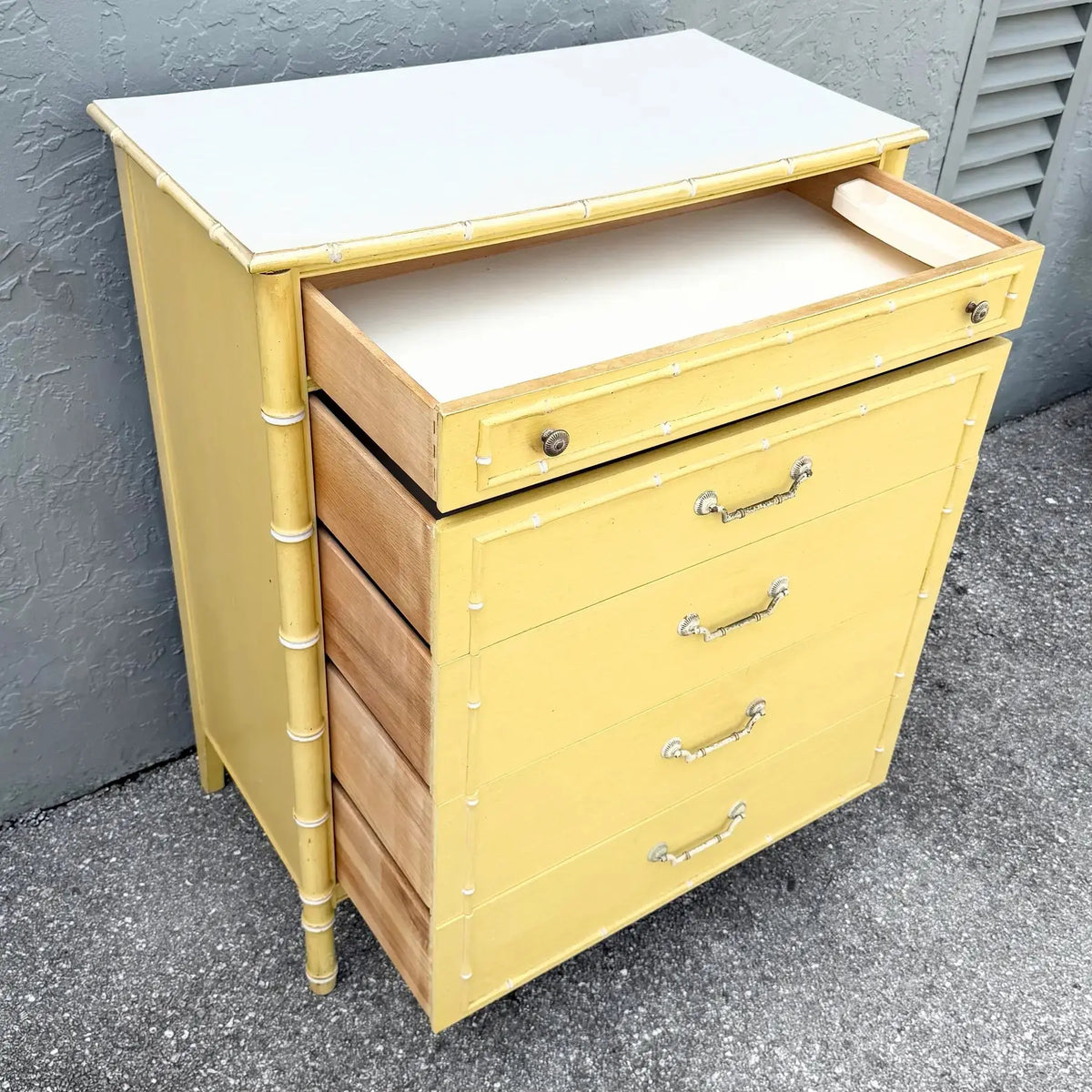 Thomasville Coastal Faux Bamboo Highboy Dresser Dolphin & Flamingo