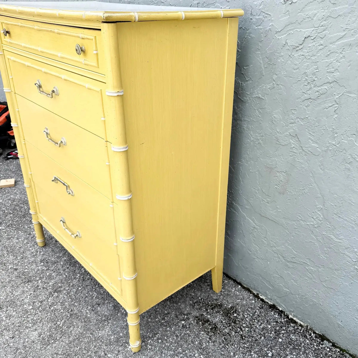 Thomasville Coastal Faux Bamboo Highboy Dresser Dolphin & Flamingo