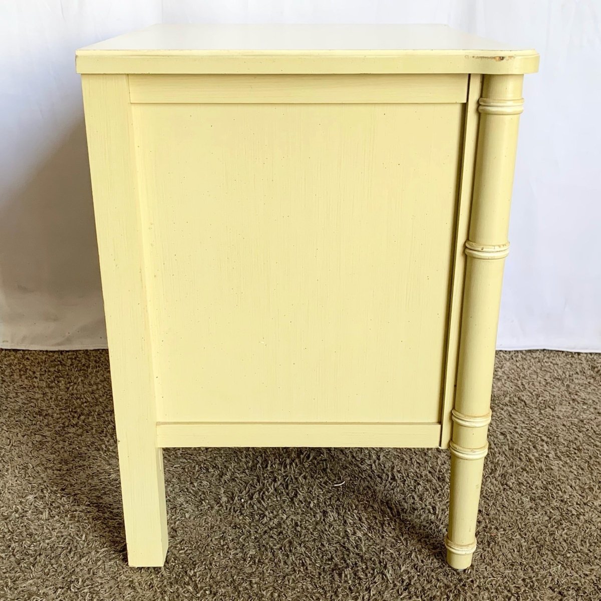 Vintage Coastal Faux Bamboo Nightstand, Bali Hai Style - Dolphin & Flamingo
