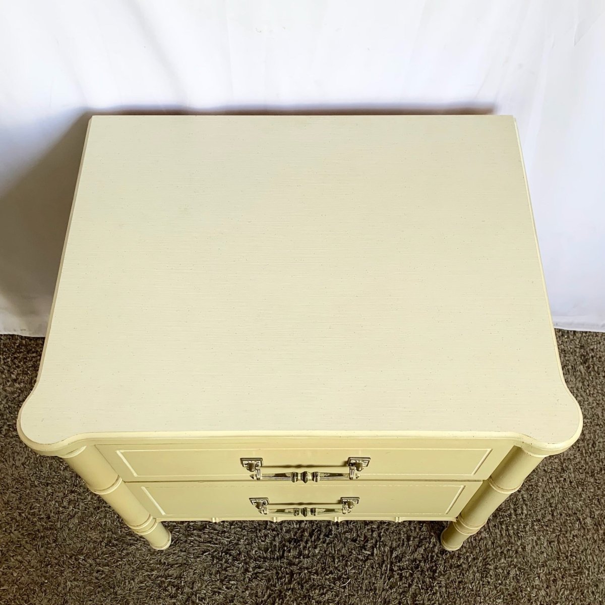 Vintage Coastal Faux Bamboo Nightstand, Bali Hai Style - Dolphin & Flamingo