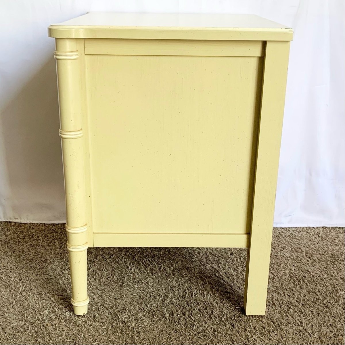 Vintage Coastal Faux Bamboo Nightstand, Bali Hai Style - Dolphin & Flamingo