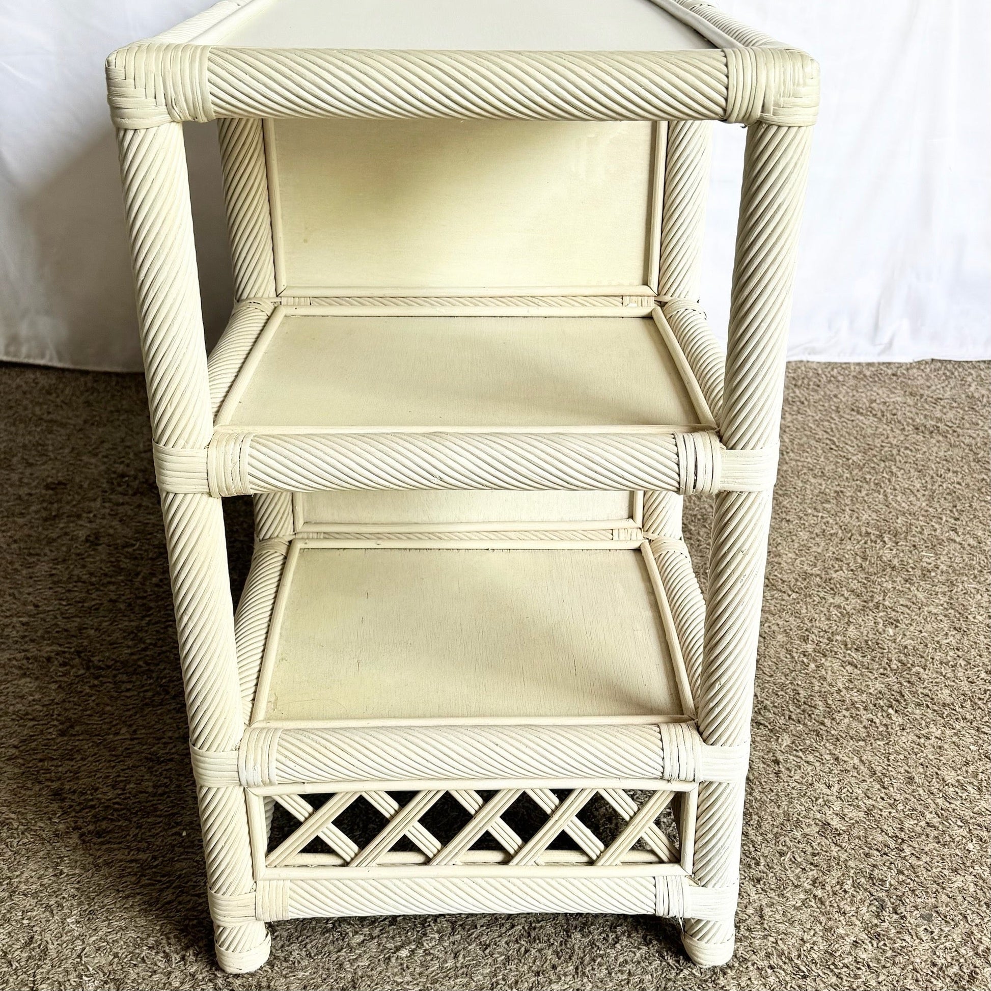Vintage Coastal Twisted Reed and Rattan Credenza - Dolphin & Flamingo