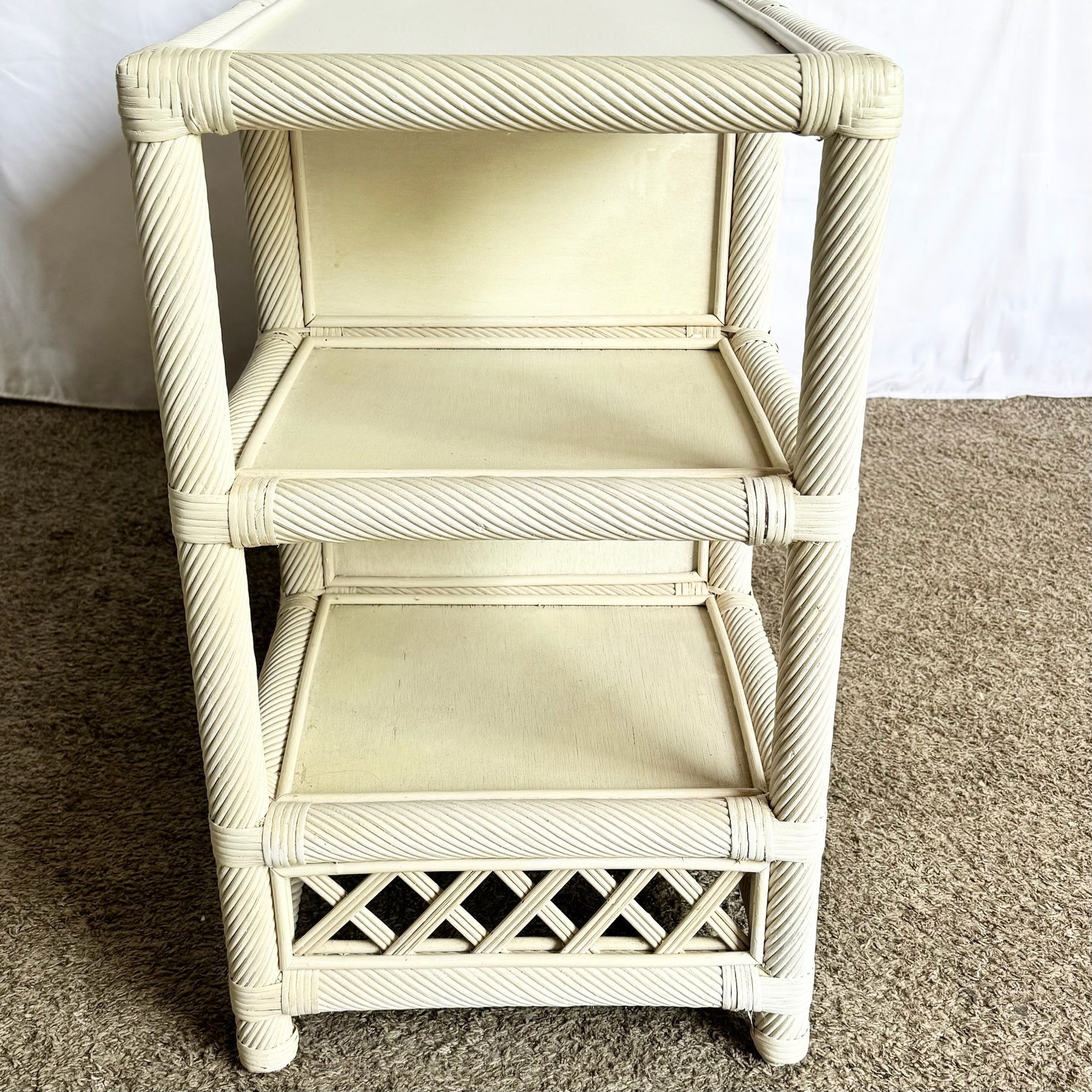 Vintage Coastal Twisted Reed and Rattan Credenza - Dolphin & Flamingo