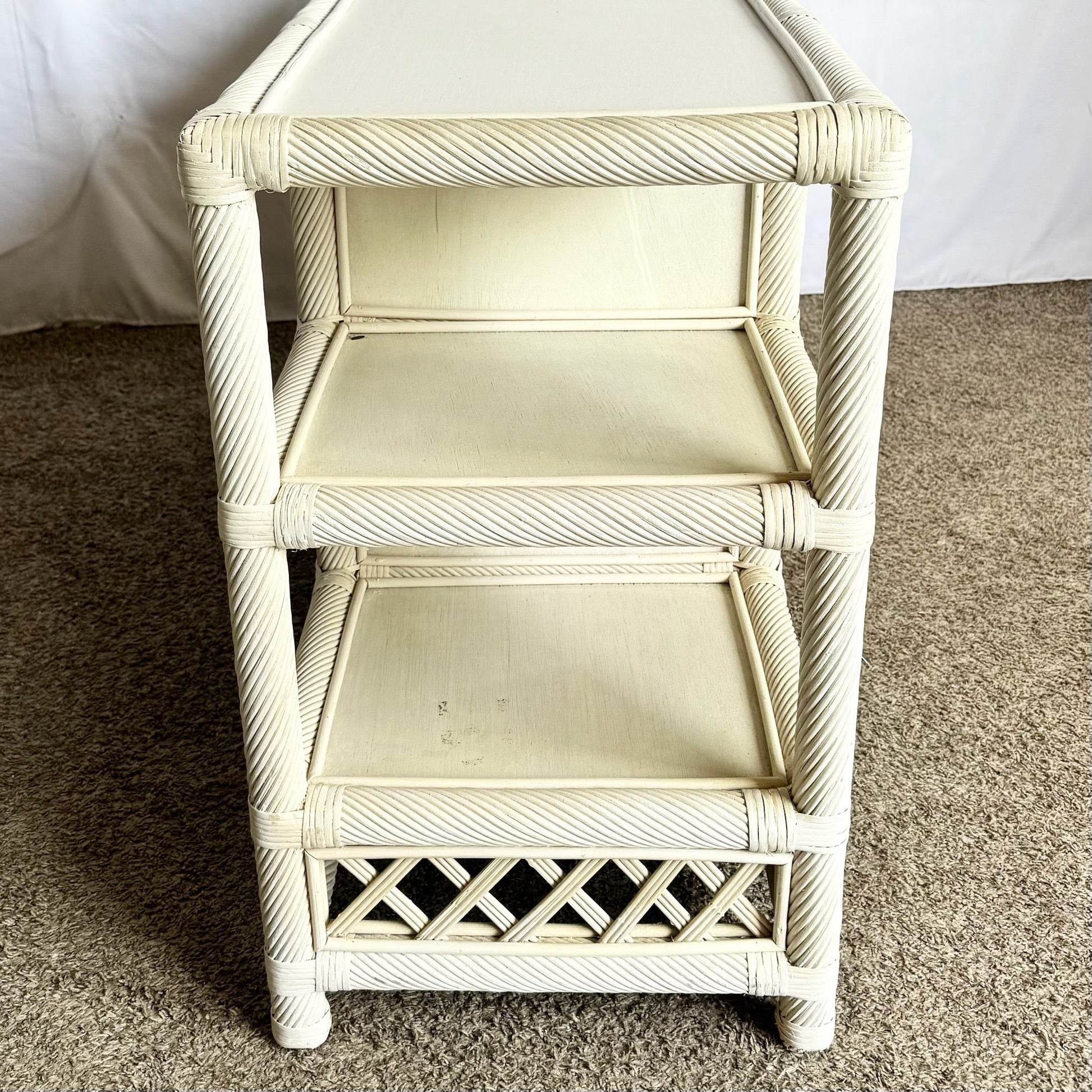 Vintage Coastal Twisted Reed and Rattan Credenza - Dolphin & Flamingo