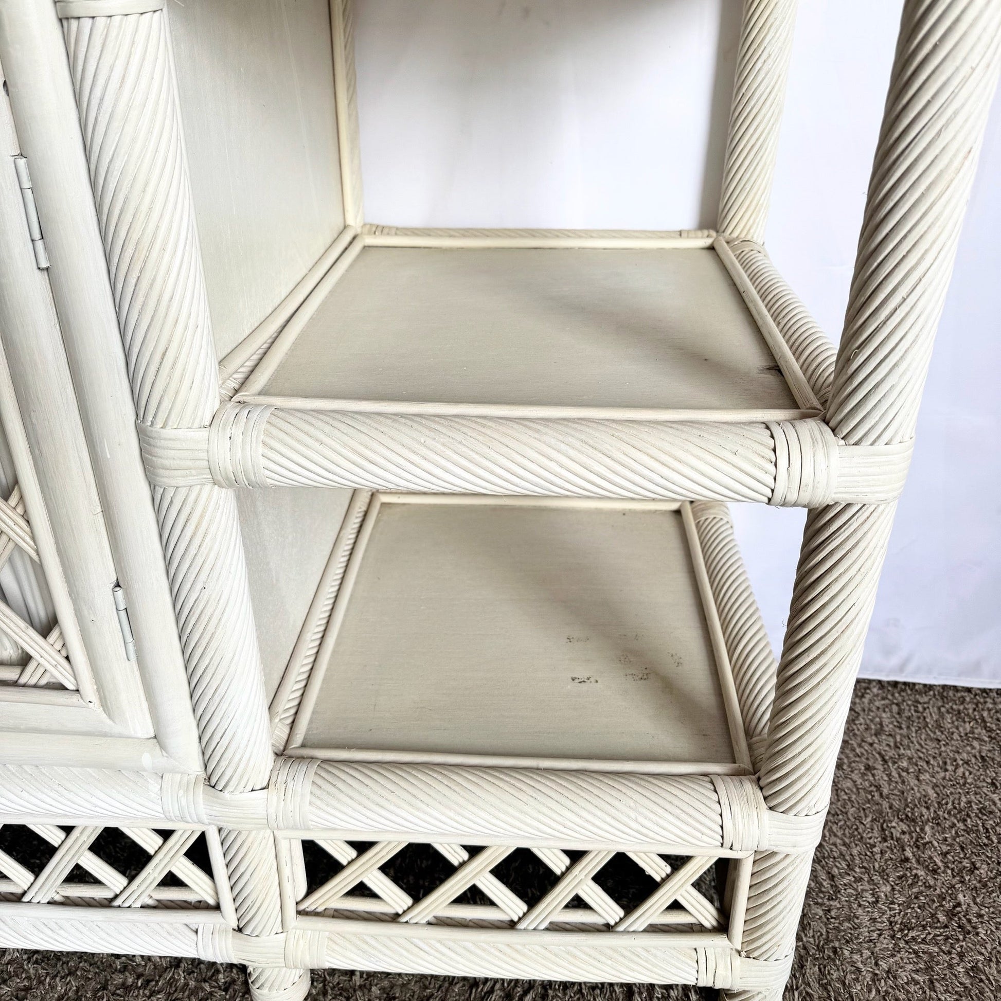 Vintage Coastal Twisted Reed and Rattan Credenza - Dolphin & Flamingo