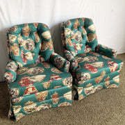 Vintage Ethan Allen Tufted Lounge Chairs - A Pair - Dolphin & Flamingo