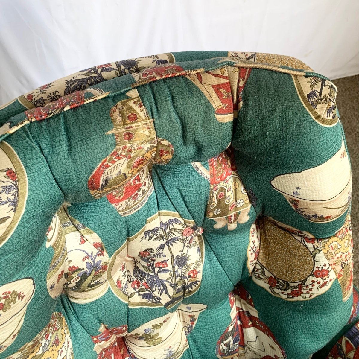 Vintage Ethan Allen Tufted Lounge Chairs - A Pair - Dolphin & Flamingo