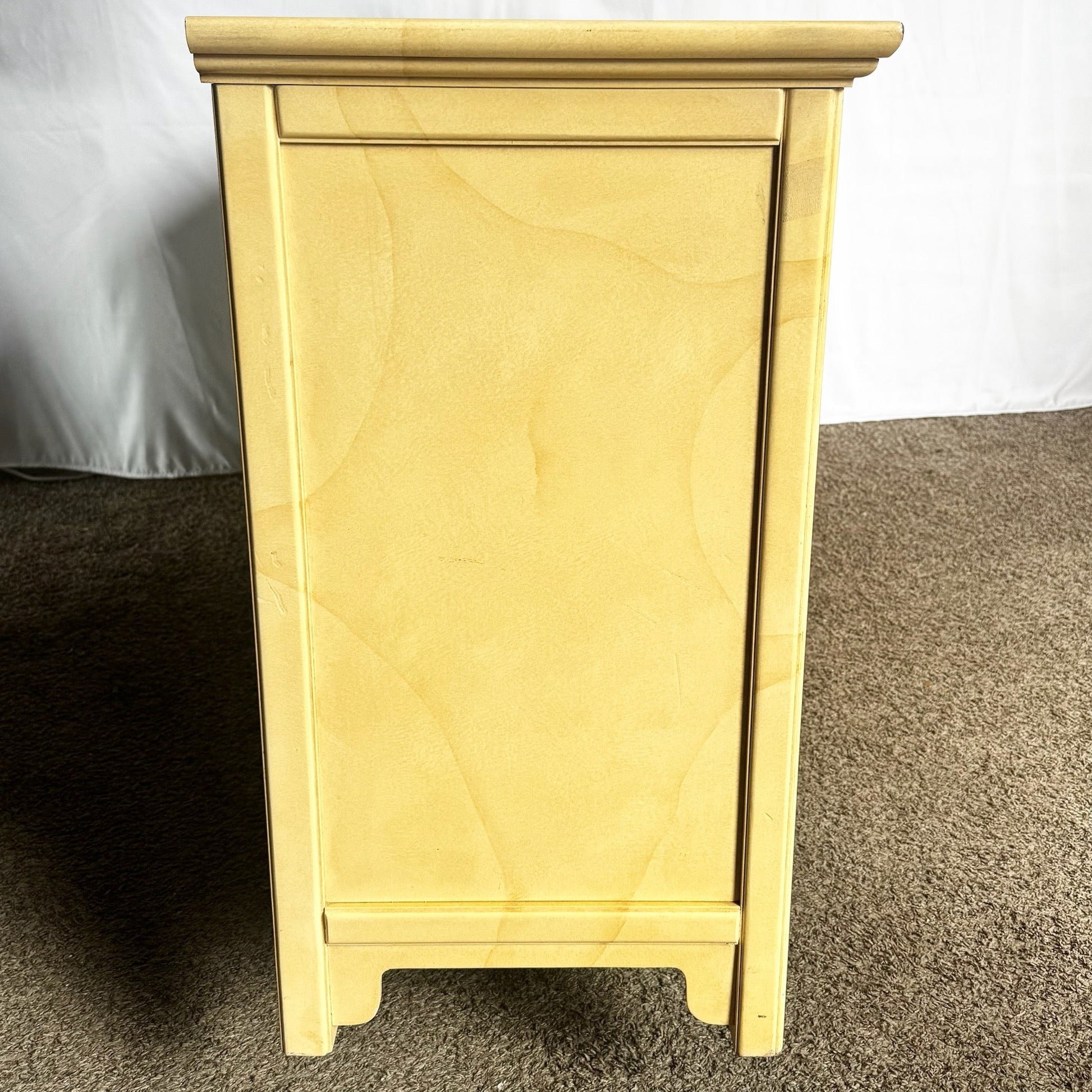 Vintage Folio Faux Goat Skin Lacquered Credenza by Henredon - Dolphin & Flamingo
