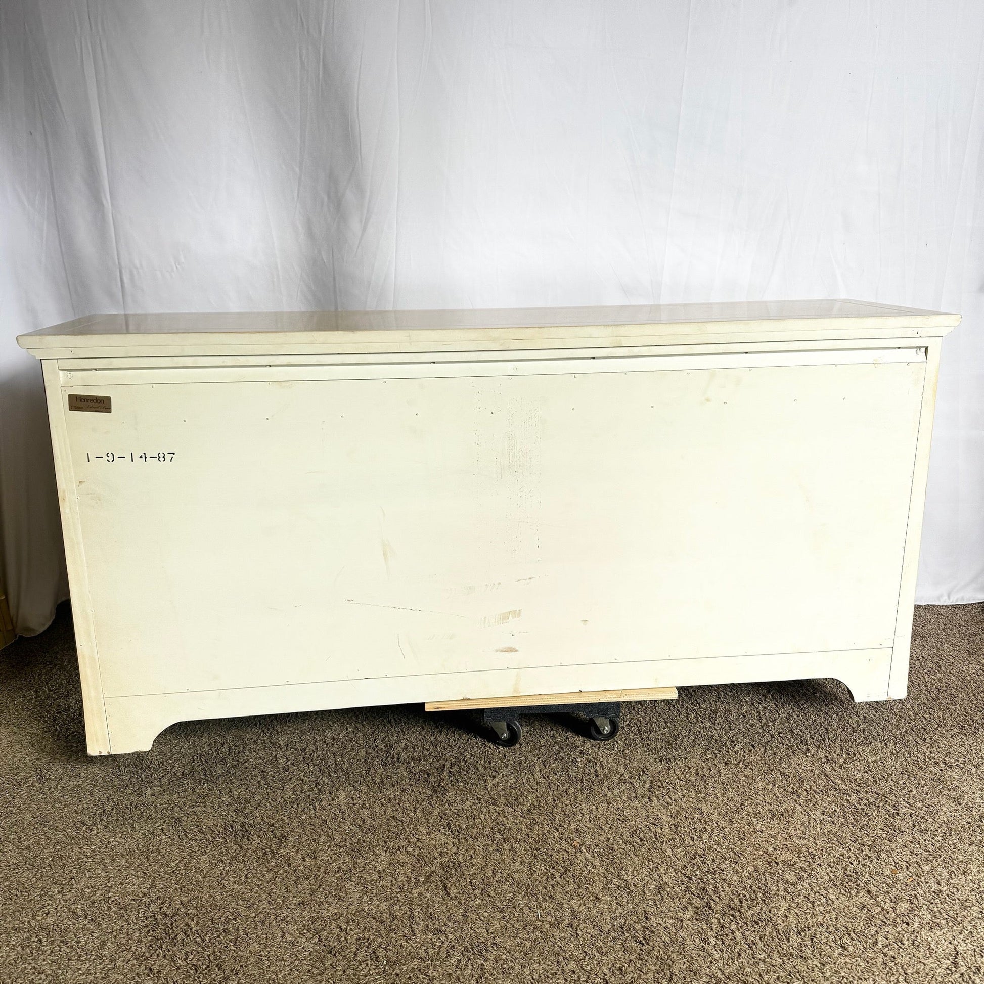 Vintage Folio Faux Goat Skin Lacquered Credenza by Henredon - Dolphin & Flamingo