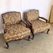 Vintage French Provincial Arm Lounge Chairs - A Pair - Dolphin & Flamingo
