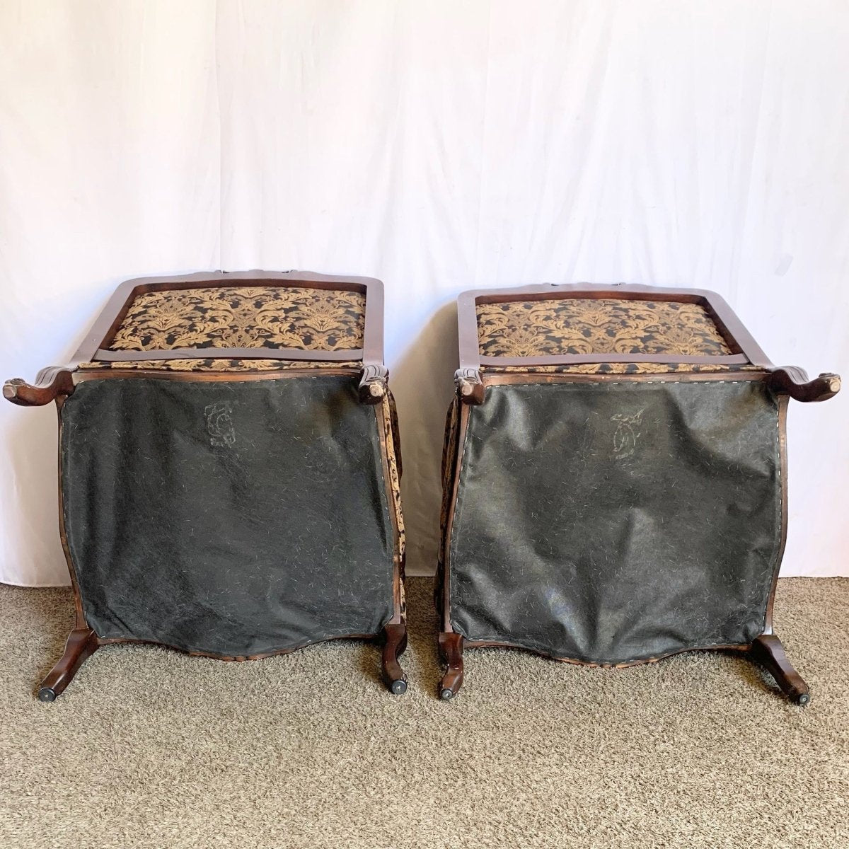 Vintage French Provincial Arm Lounge Chairs - A Pair - Dolphin & Flamingo