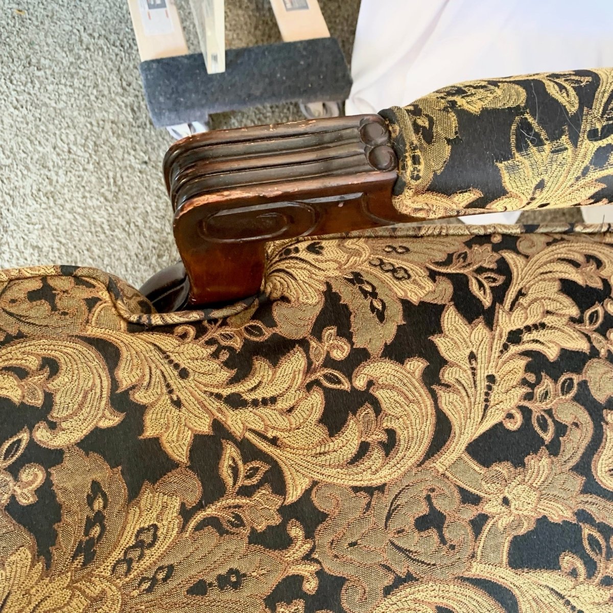 Vintage French Provincial Arm Lounge Chairs - A Pair - Dolphin & Flamingo