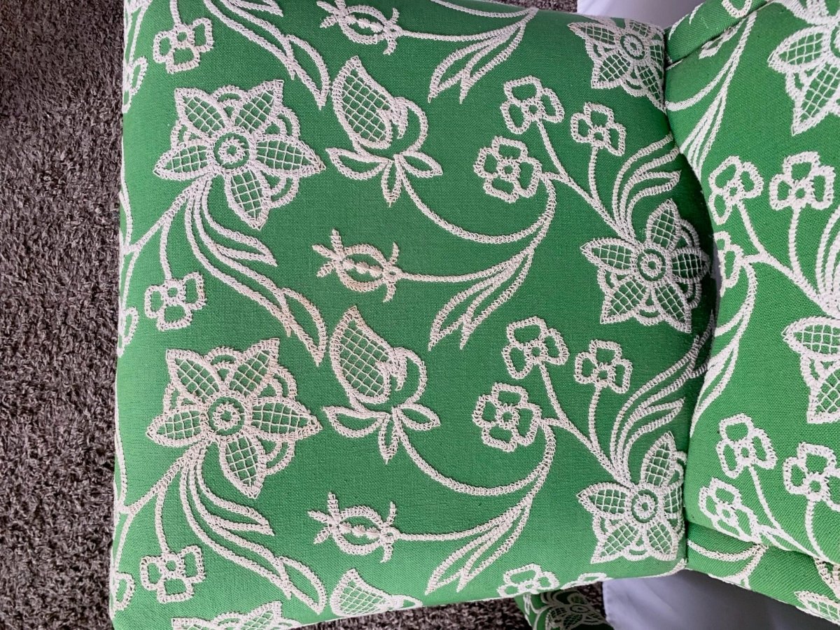 Vintage Green and White Floral Parsons Chairs - Set of 4 - Dolphin & Flamingo
