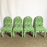 Vintage Green and White Floral Parsons Chairs - Set of 4 - Dolphin & Flamingo