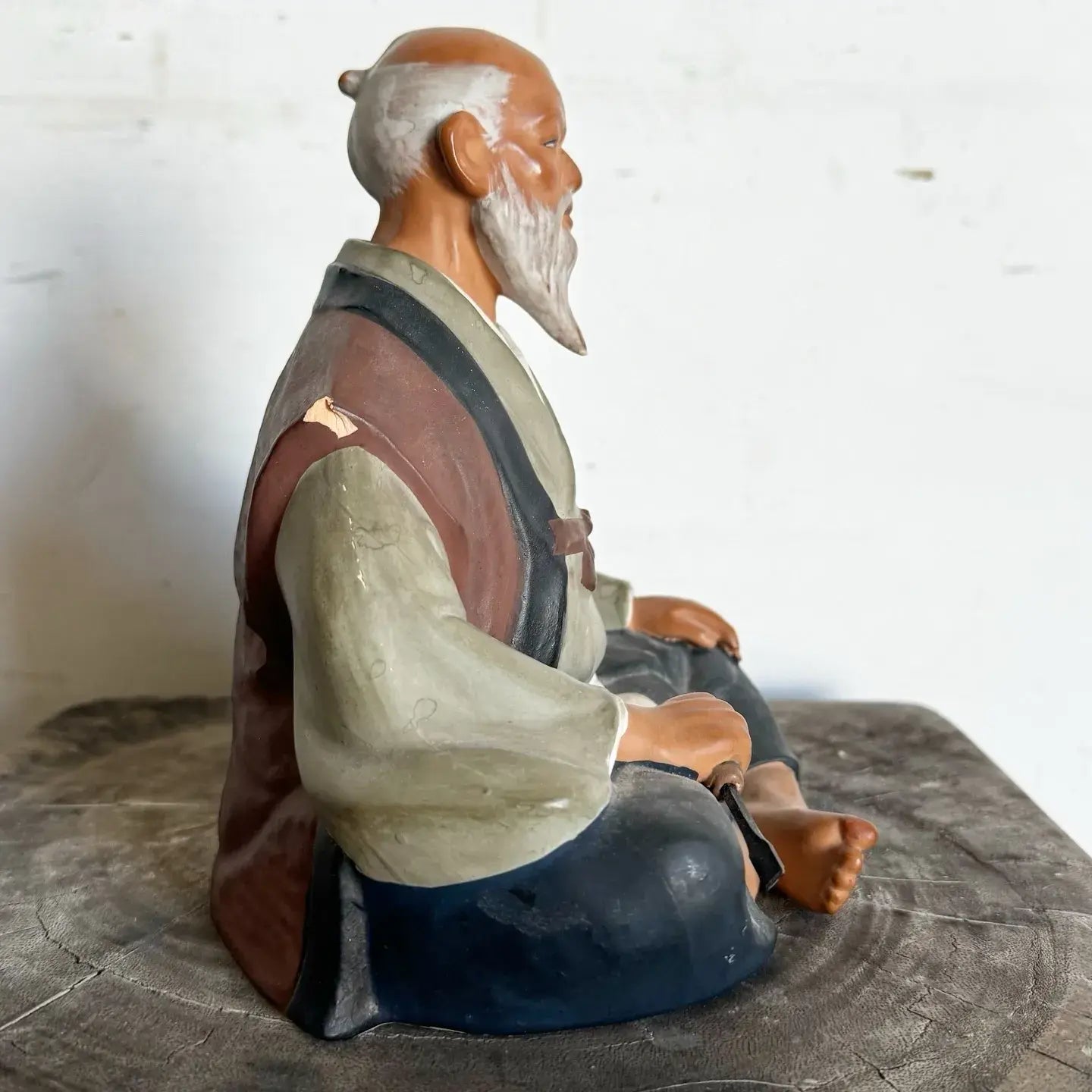 Vintage Hakata Mimasu Traditional Japanese Clay Doll Old Man