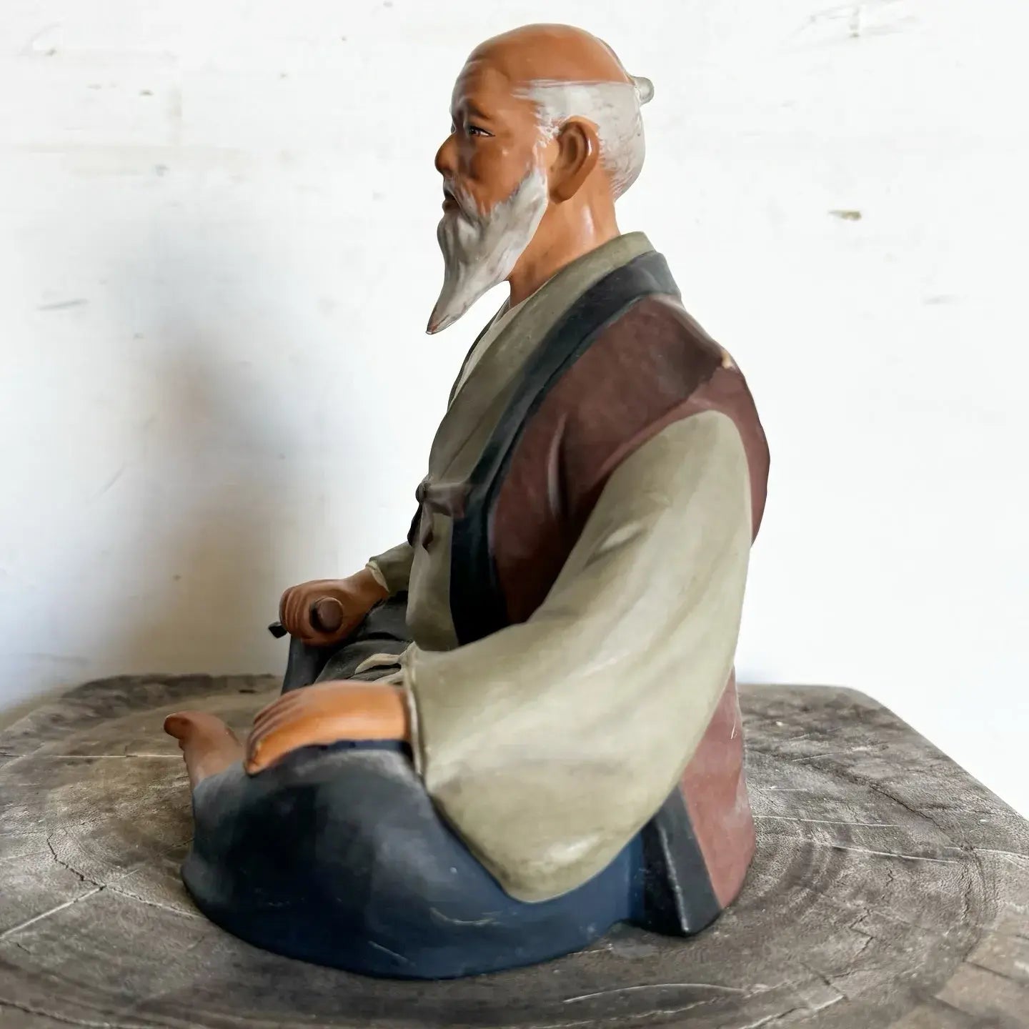 Vintage Hakata Mimasu Traditional Japanese Clay Doll Old Man