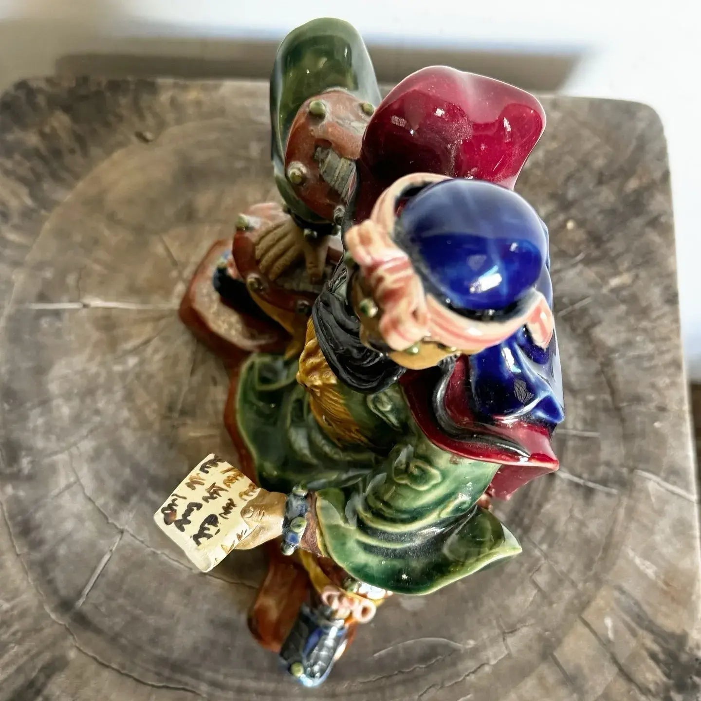 Vintage Hand Painted Guan Gong or Guan Yu Pottery Sculpture