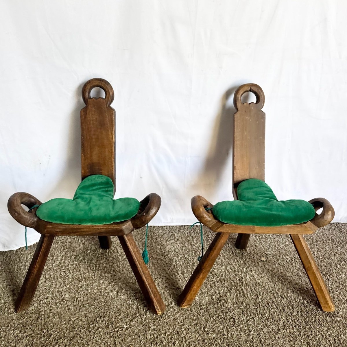 Vintage Handmade Wooden Birthing Chairs – A Pair - Dolphin & Flamingo