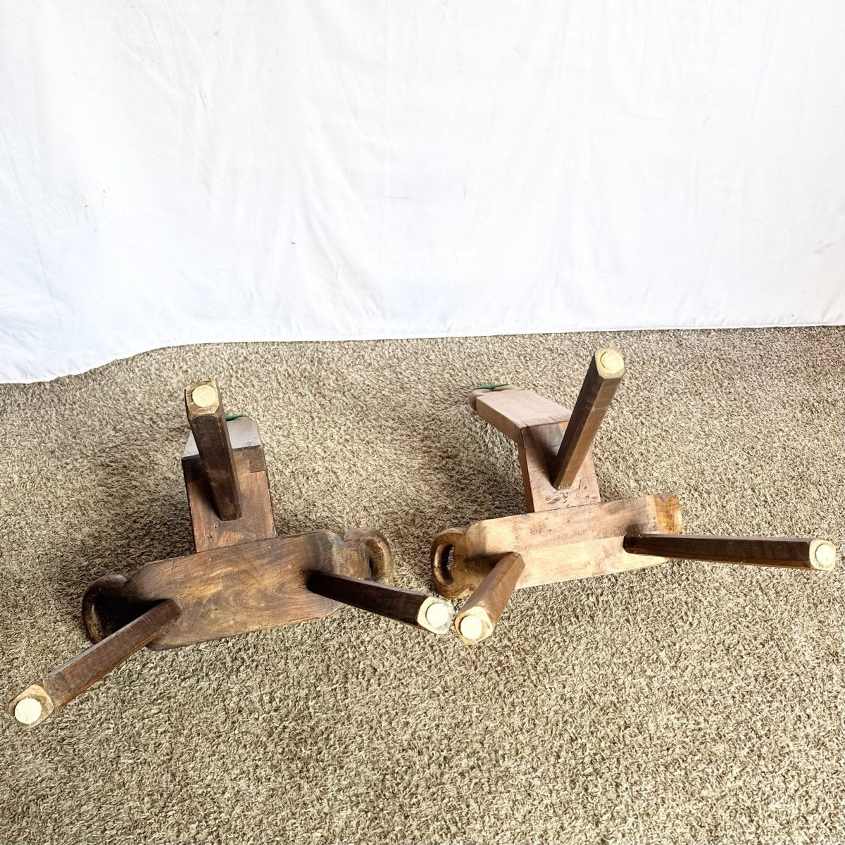 Vintage Handmade Wooden Birthing Chairs – A Pair - Dolphin & Flamingo