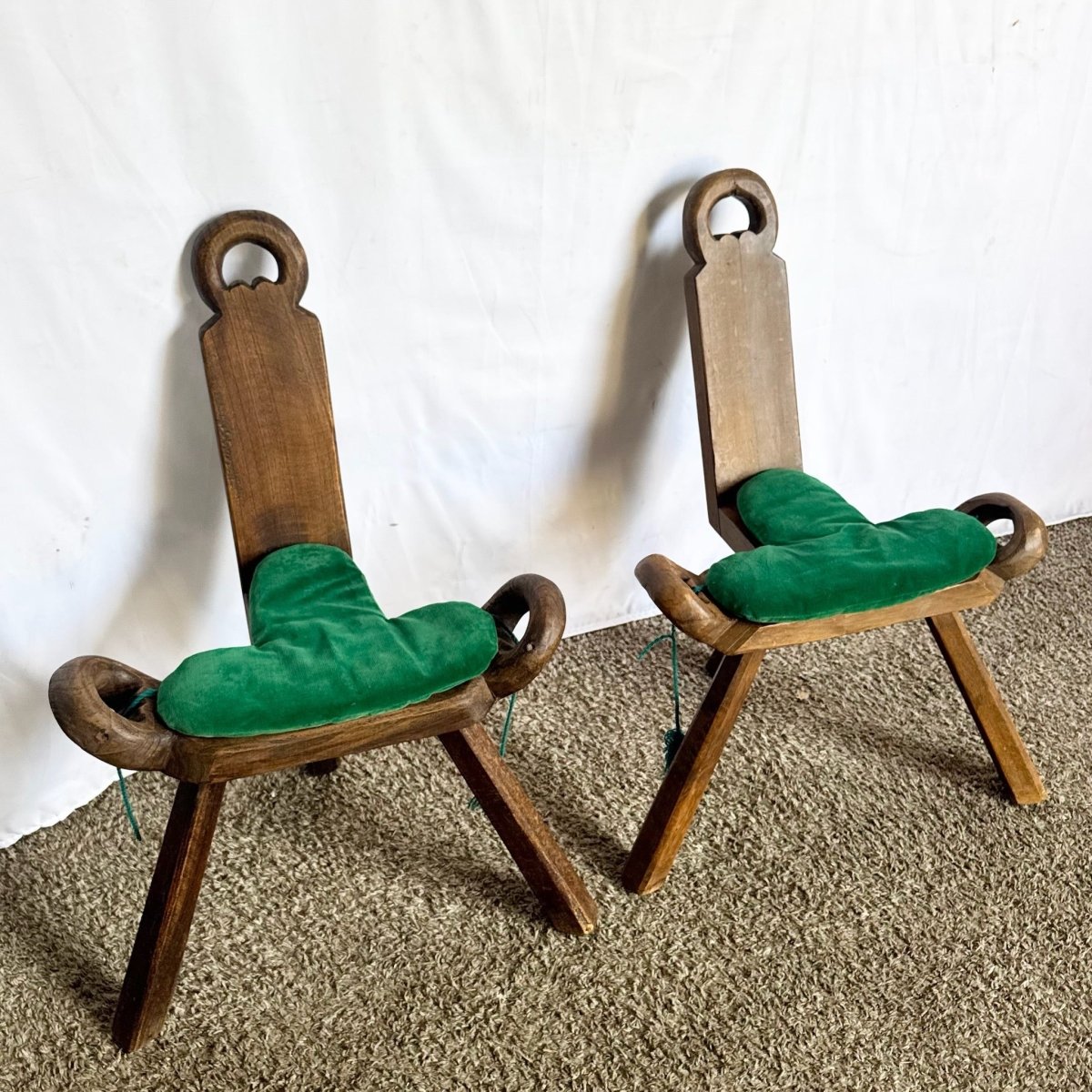 Vintage Handmade Wooden Birthing Chairs – A Pair - Dolphin & Flamingo