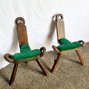 Vintage Handmade Wooden Birthing Chairs – A Pair - Dolphin & Flamingo