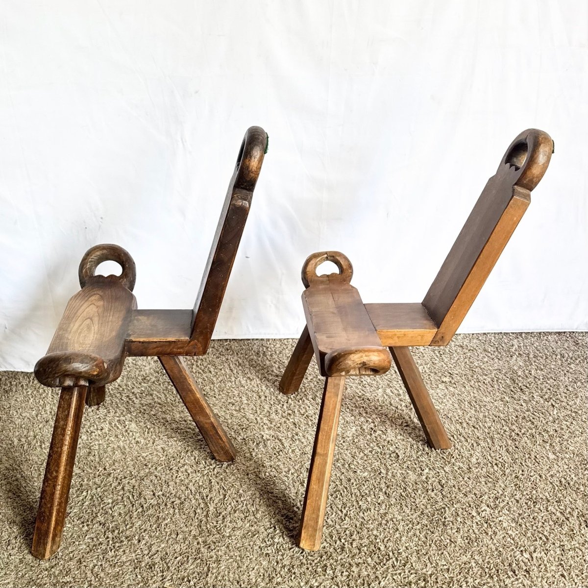 Vintage Handmade Wooden Birthing Chairs – A Pair - Dolphin & Flamingo