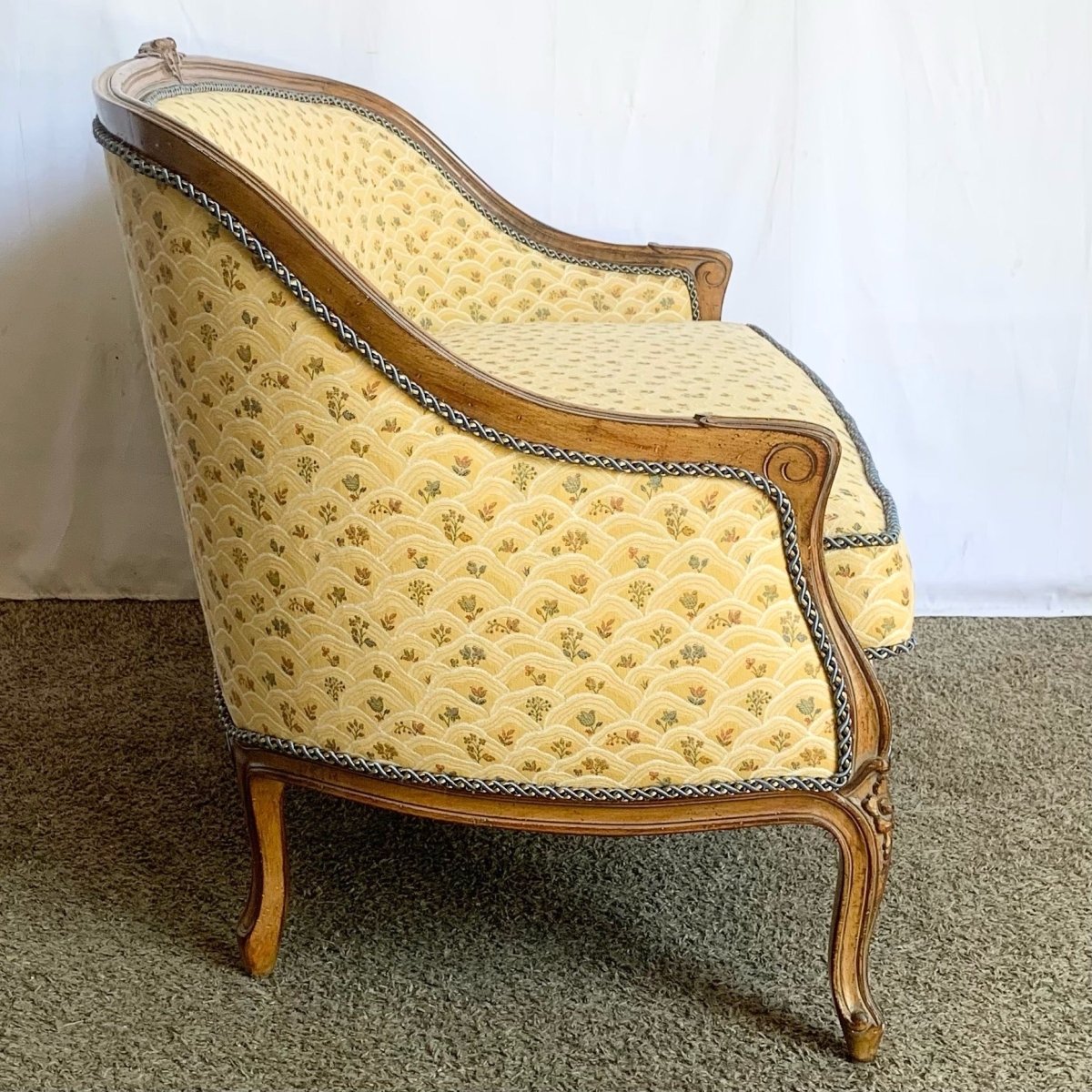 Vintage Hollywood Regency Wooden Settee Sofa - Dolphin & Flamingo