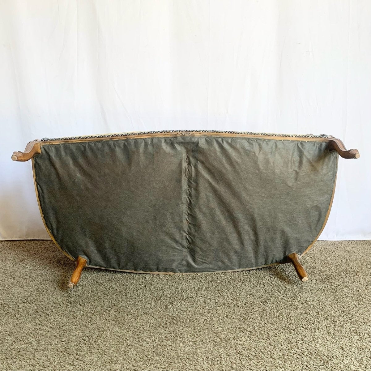 Vintage Hollywood Regency Wooden Settee Sofa - Dolphin & Flamingo