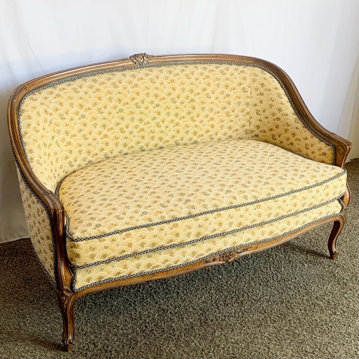 Vintage Hollywood Regency Wooden Settee Sofa - Dolphin & Flamingo