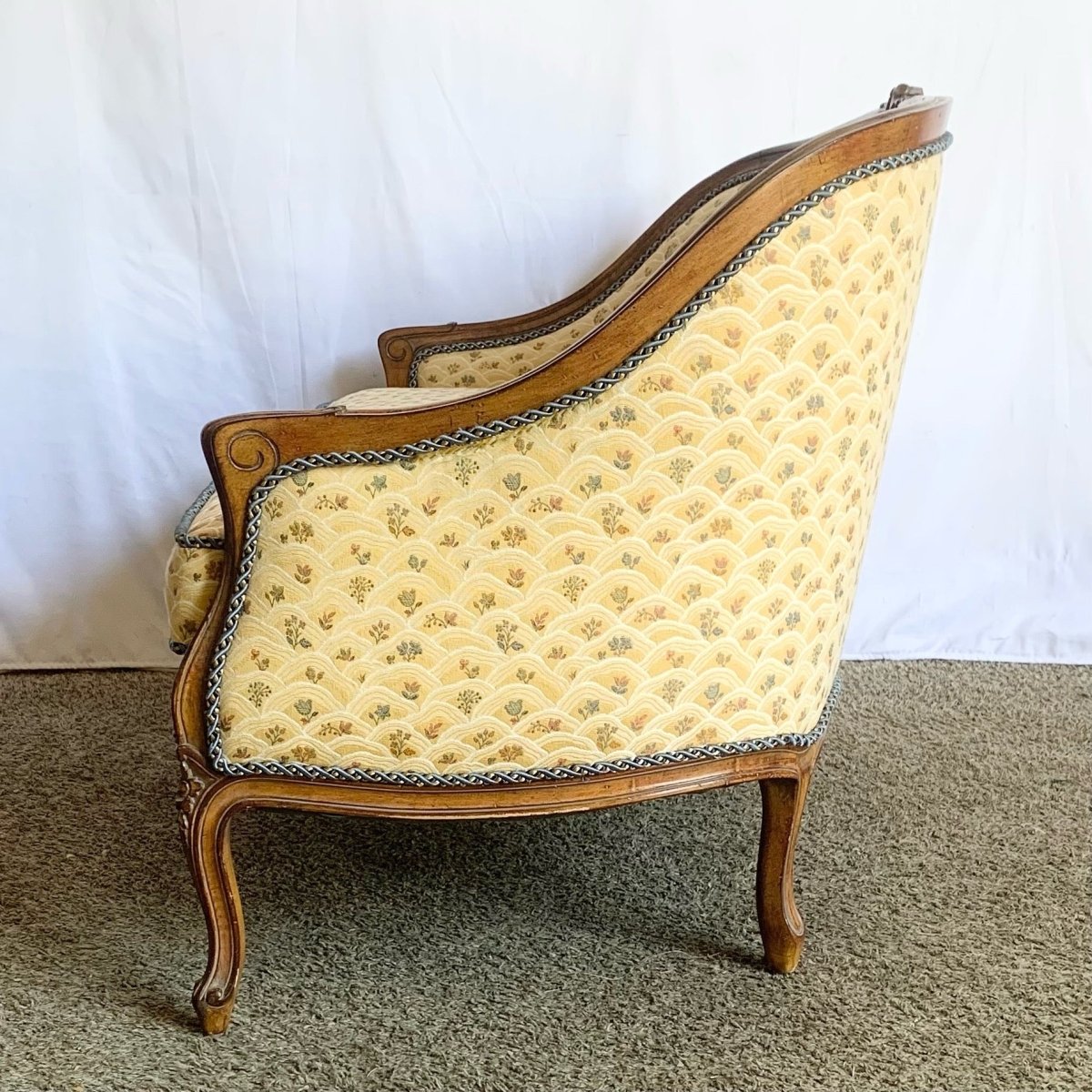 Vintage Hollywood Regency Wooden Settee Sofa - Dolphin & Flamingo
