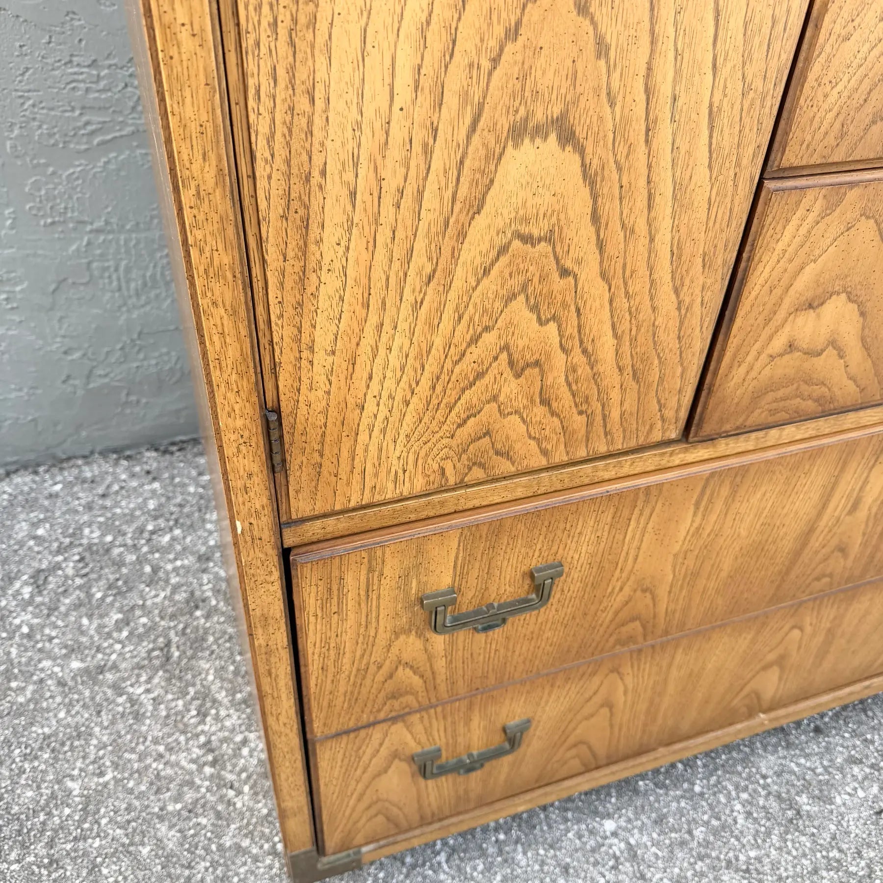 Vintage Huntley Campaign Highboy Dresser by Thomasville Dolphin & Flamingo