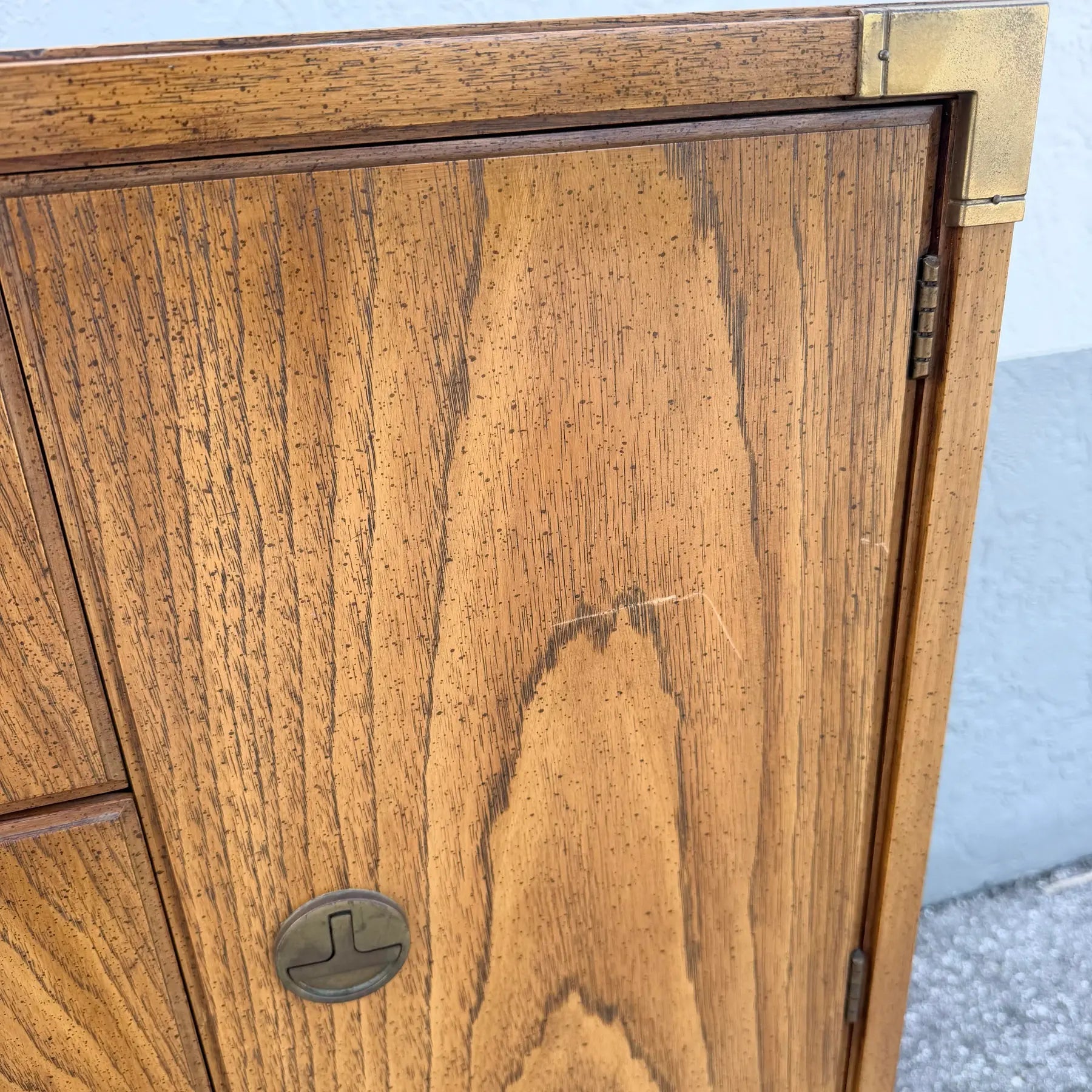 Vintage Huntley Campaign Highboy Dresser by Thomasville Dolphin & Flamingo