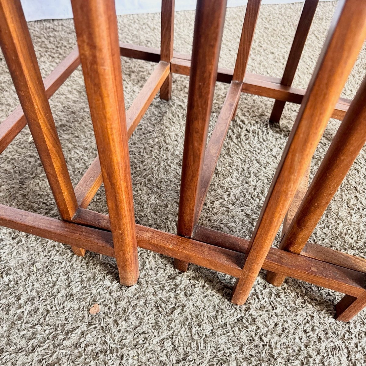 Vintage Indian Carved Hardwood Nesting Tables - Set of 4 - Dolphin & Flamingo