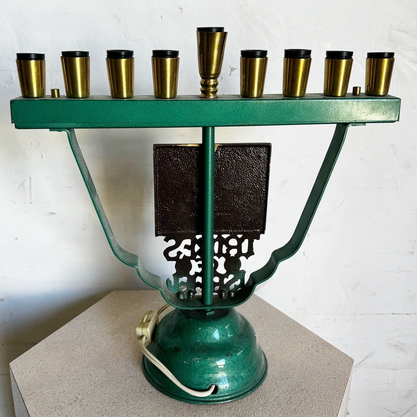 Vintage Israeli “Tribes of Israel” Menorah/Chanukia Lamp - Dolphin & Flamingo