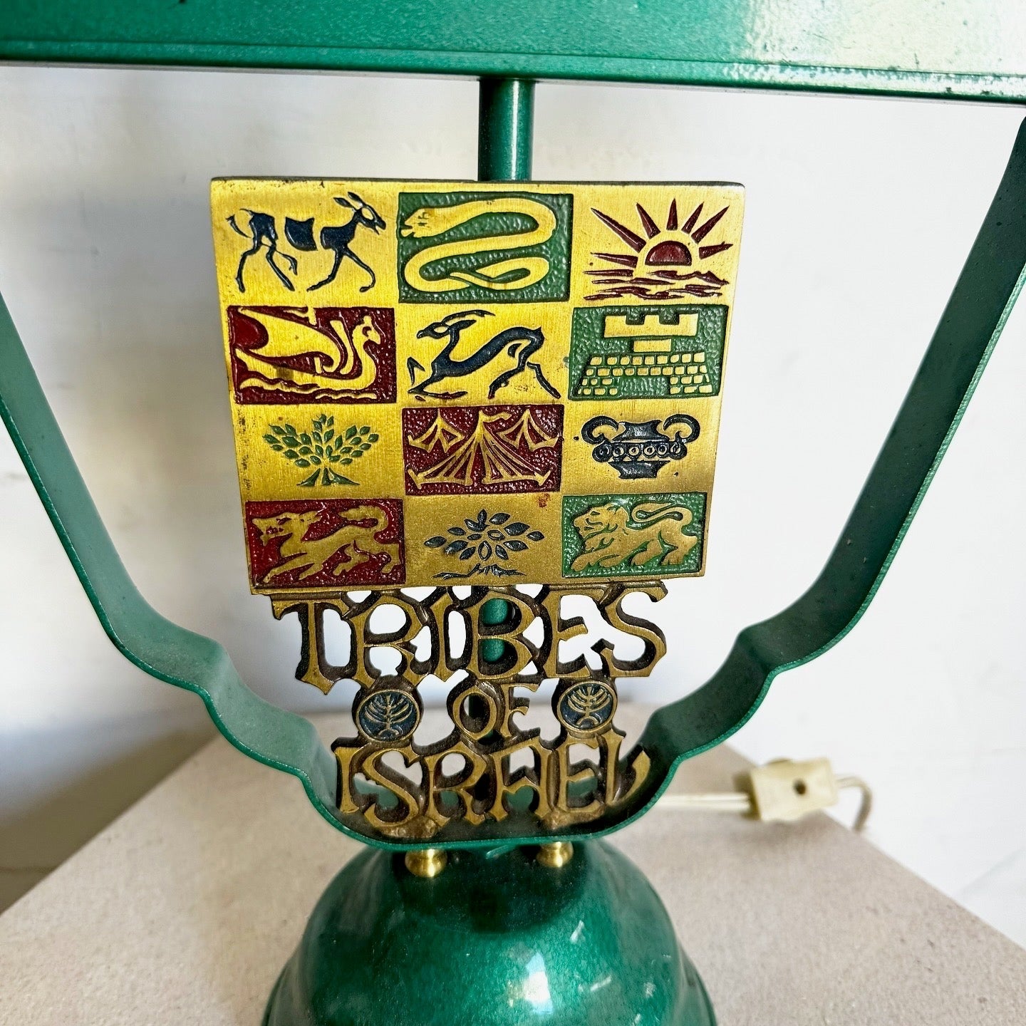 Vintage Israeli “Tribes of Israel” Menorah/Chanukia Lamp - Dolphin & Flamingo