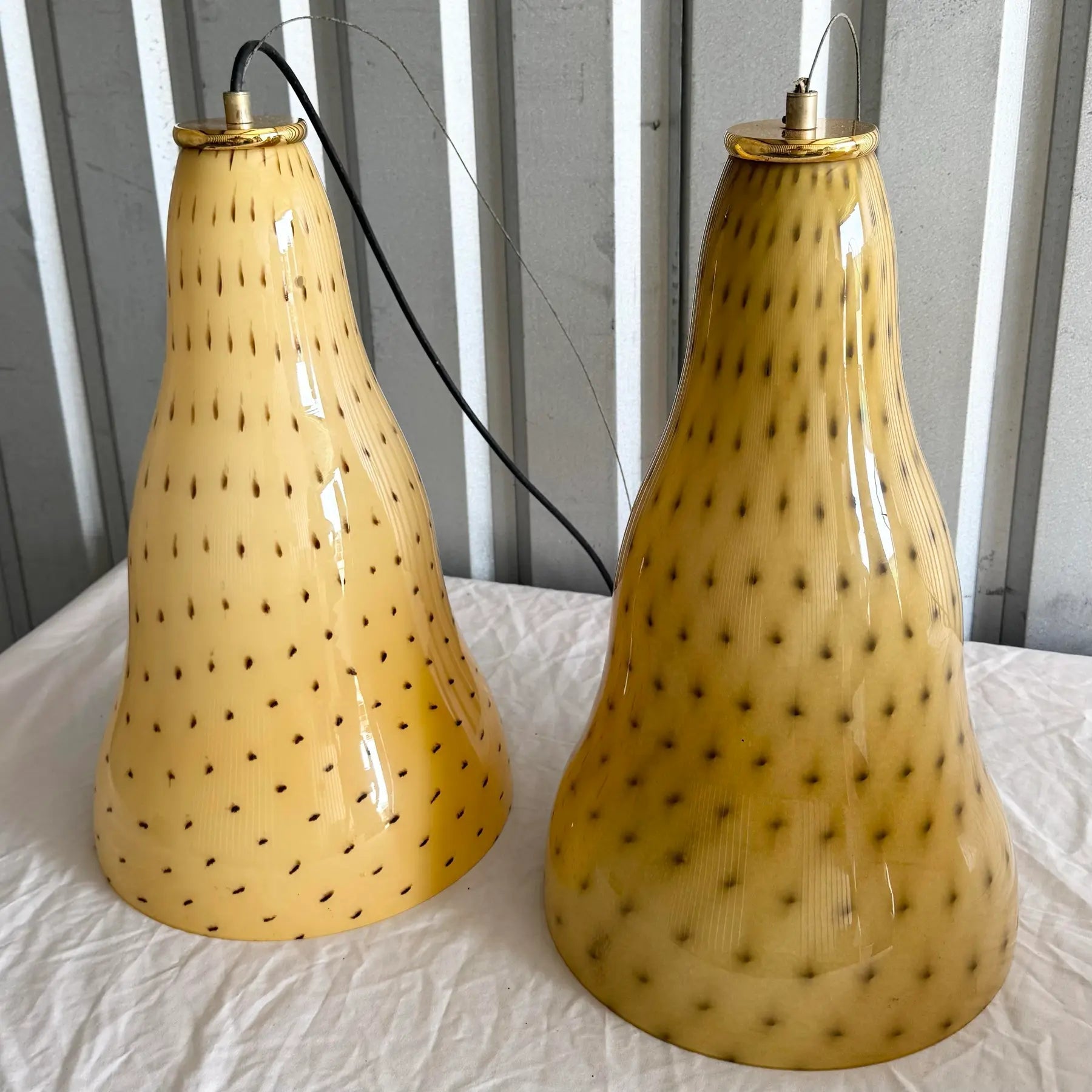 Vintage Italian Glass Pendant Lamps by Toso & Massari for Leucos - A Pair Dolphin & Flamingo