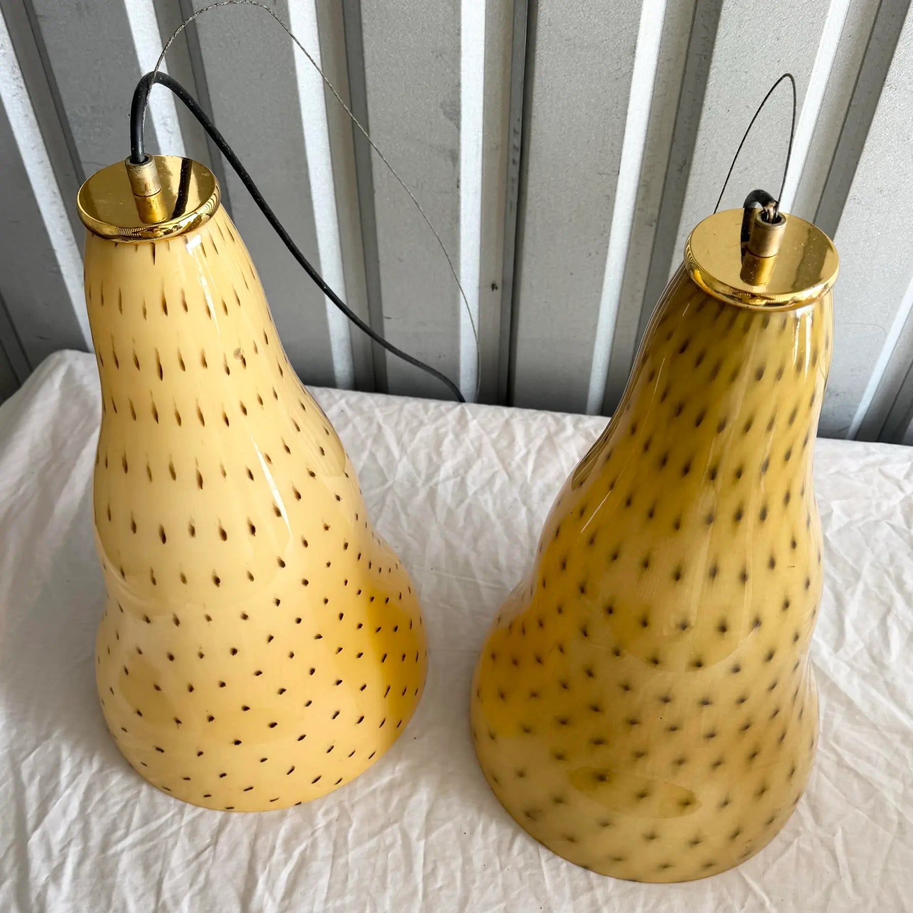 Vintage Italian Glass Pendant Lamps by Toso & Massari for Leucos - A Pair Dolphin & Flamingo
