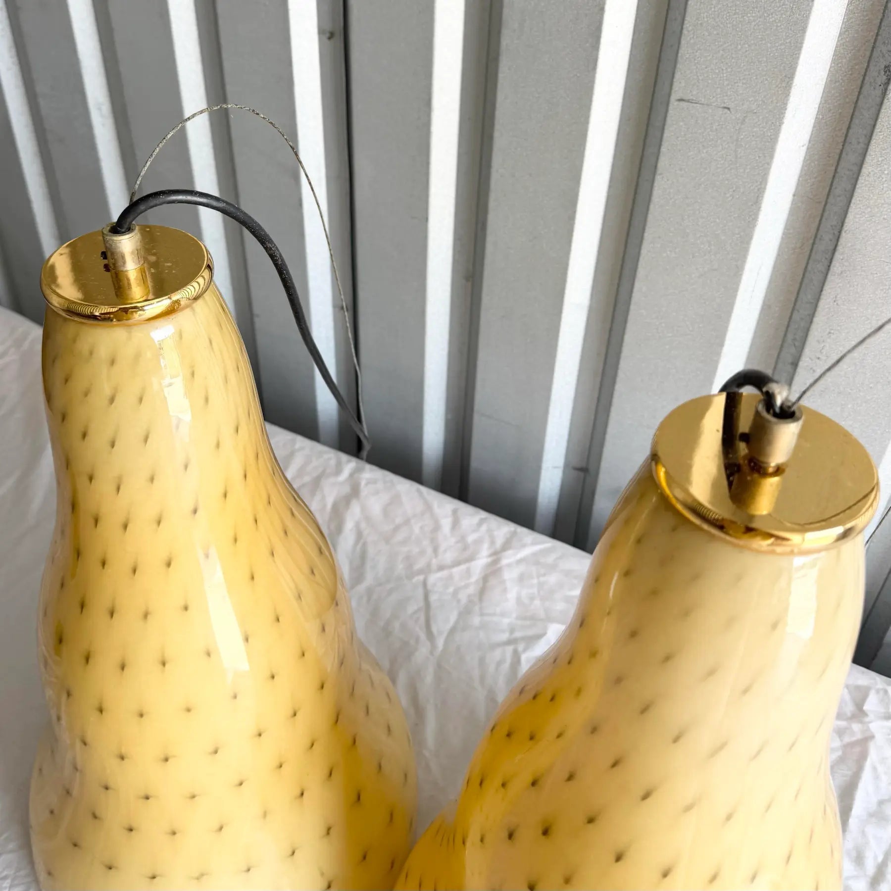 Vintage Italian Glass Pendant Lamps by Toso & Massari for Leucos - A Pair Dolphin & Flamingo