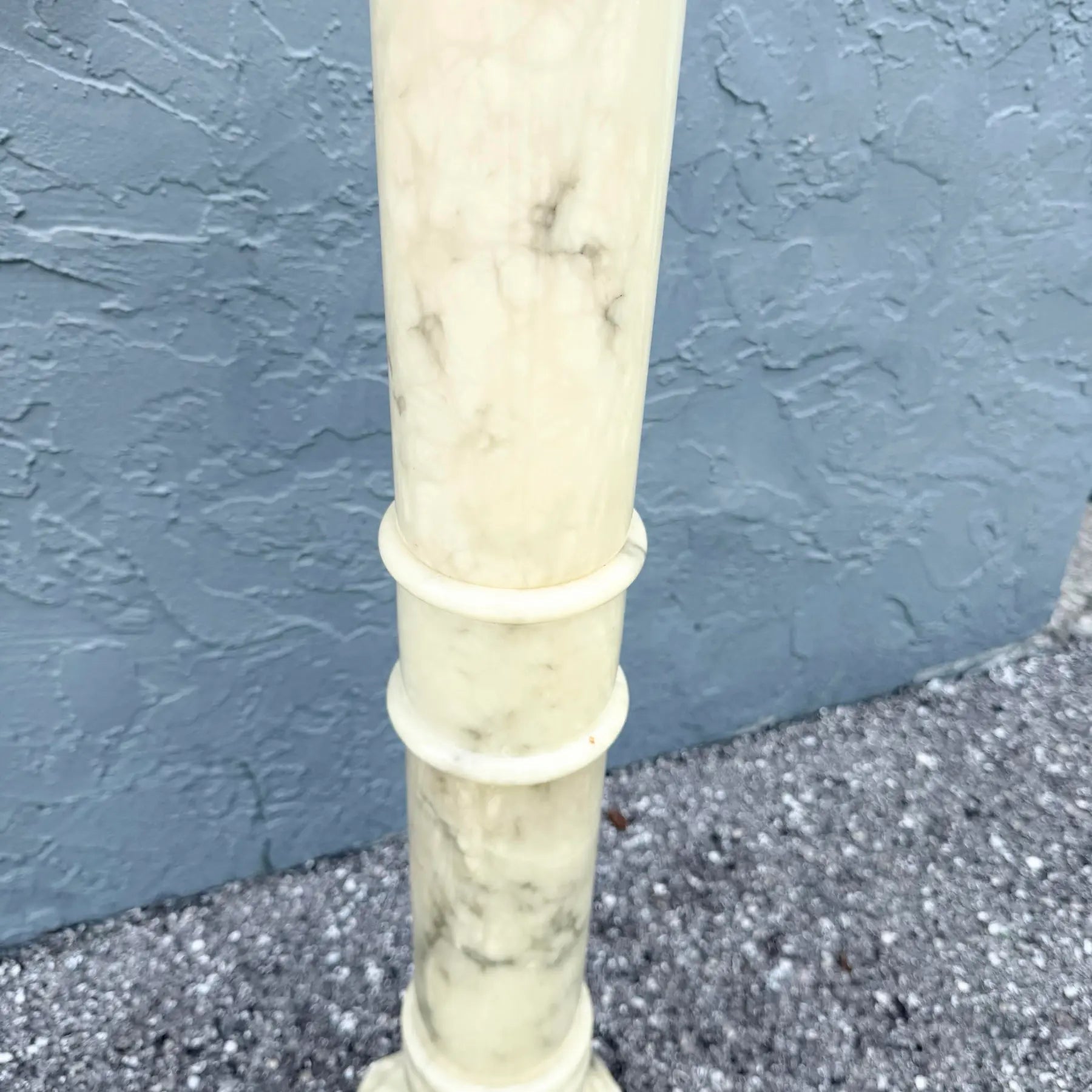Vintage Italian Hand Carved Alabaster Pedestal Dolphin & Flamingo