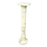 Vintage Italian Hand Carved Alabaster Pedestal Dolphin & Flamingo