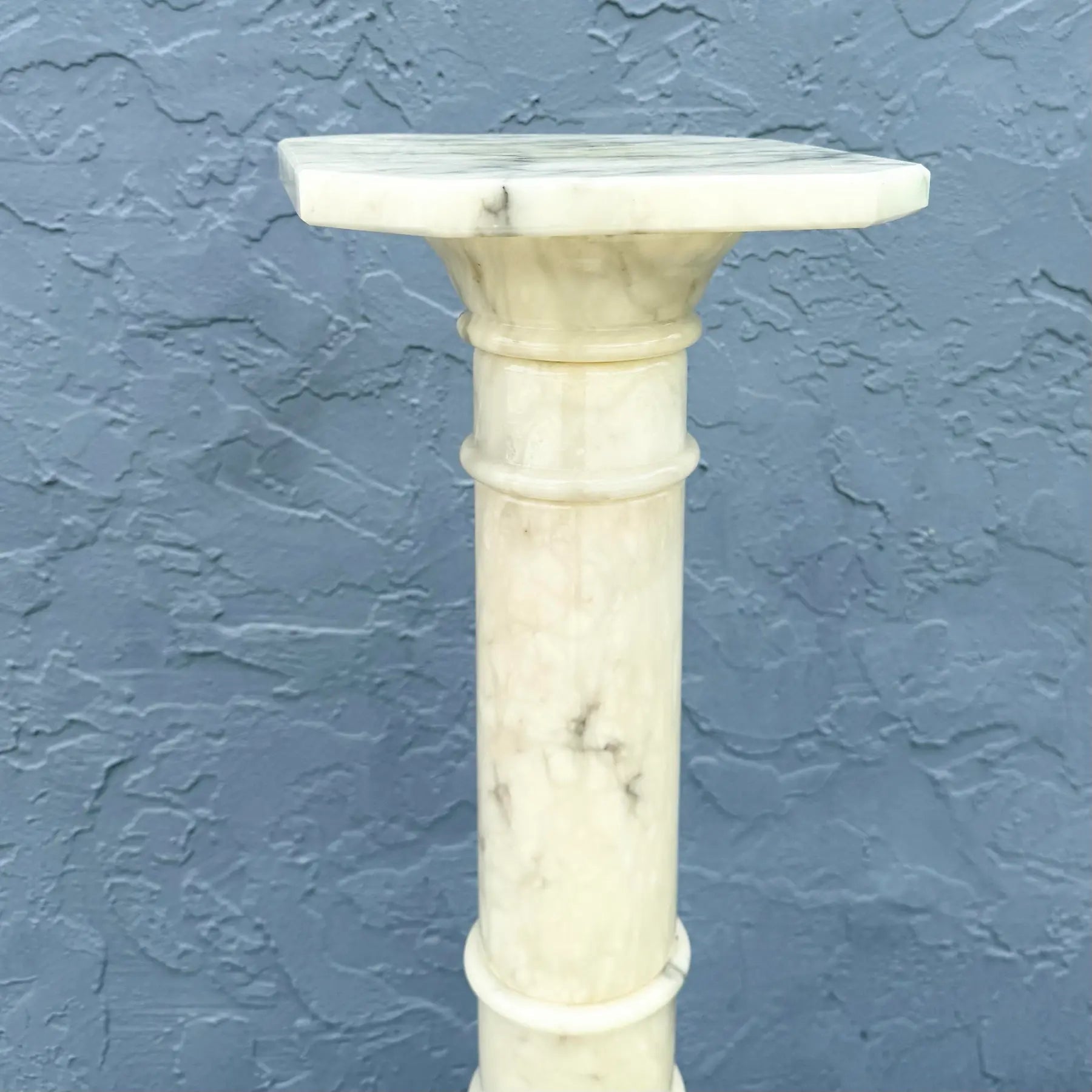 Vintage Italian Hand Carved Alabaster Pedestal Dolphin & Flamingo